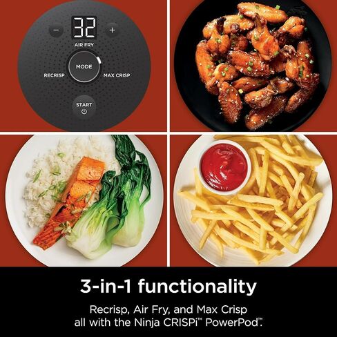 Ninja FN090 Crispi 3-in-1 4QT Portable Cooking System with TempWare Container, 1500W, Recrisp, Air Fry, & Max Crisp, Easy Storage, Crisper Plate, Lid, Cook, Serve & Store, White (Renewed) in Saudi Arabia