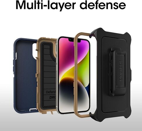 OtterBox Defender Series Screenless Edition Case for iPhone 14 & iPhone 13 (Only) - Holster Clip Included - Microbial Defense Protection - Non-Retail Packaging - Blue Suede Shoes in Saudi Arabia