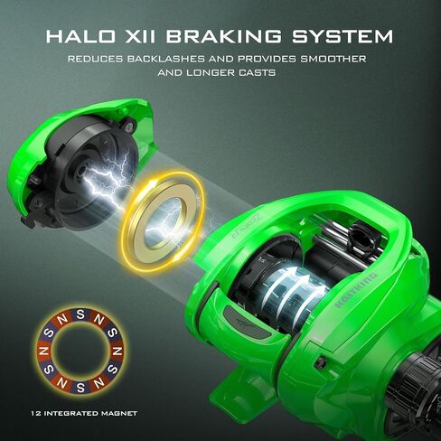 Kastking Zephyr Baitcasting Fishing Cenly ، Halo XII نظام الفرامل المغناطيسي بكرة Baitcaster ، 7+1 in Saudi Arabia