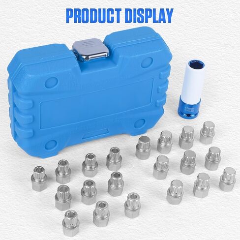 BELEY 21pcs Wheel Lock Key Removal Kit for BMW and Mini Series, Wheel Anti-Theft Lock Lug Nuts Screw Remover Socket Tool Set with 1/2 inch (12.7mm) Socket Adapter in Kuwait