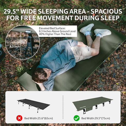 Naturehike Extra Wide GreenWild Camping Cot, Folding Lightweight Camp Cot Bed, Portable Sleeping Bed for Backpacking Travel Beach Home in Saudi Arabia