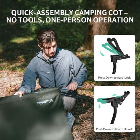 Naturehike Extra Wide GreenWild Camping Cot, Folding Lightweight Camp Cot Bed, Portable Sleeping Bed for Backpacking Travel Beach Home in Saudi Arabia