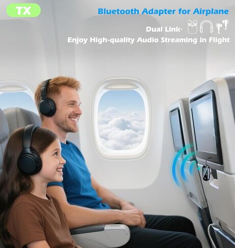 جهاز إرسال Bluetooth للتلفزيون إلى اثنين من الهوائية أو سماعات الرأس ، محول Bluetooth Airplane Dual Link لسماعات الرأس ، محول AUX لموسيقى السيارات/الاستريو المنزلي ، استقبال جهاز إرسال Kaiy in Kuwait