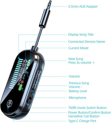 جهاز إرسال Bluetooth للتلفزيون إلى اثنين من الهوائية أو سماعات الرأس ، محول Bluetooth Airplane Dual Link لسماعات الرأس ، محول AUX لموسيقى السيارات/الاستريو المنزلي ، استقبال جهاز إرسال Kaiy in Kuwait
