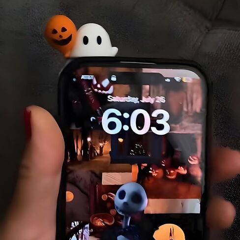 Ghostees Mystery Phone Buddy - Mini Stick-On Halloween Ghost & Pumpkin Phone Topper, Cute Halloween Phones Decorations for All Phones in Kuwait