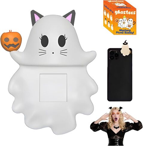 Ghostees Mystery Phone Buddy - Mini Stick-On Halloween Ghost & Pumpkin Phone Topper, Cute Halloween Phones Decorations for All Phones in Kuwait
