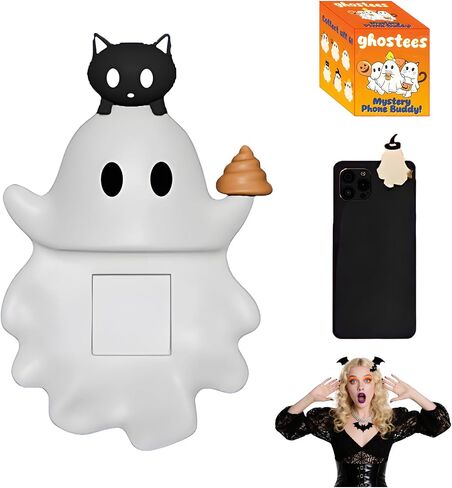Ghostees Mystery Phone Buddy - Mini Stick-On Halloween Ghost & Pumpkin Phone Topper, Cute Halloween Phones Decorations for All Phones in Kuwait