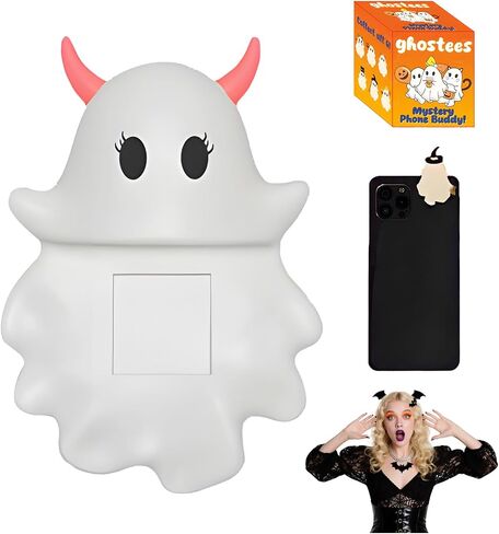 Ghostees Mystery Phone Buddy - Mini Stick-On Halloween Ghost & Pumpkin Phone Topper, Cute Halloween Phones Decorations for All Phones in Kuwait