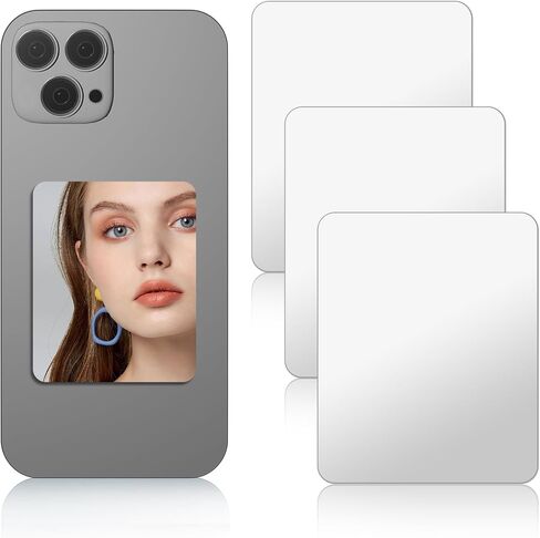 4 PCS Mirror Secal for Smartphone Rectangle Mirror Sticker للهاتف Slim Flat Sticker Phone Selfie Mirrors Back Camera Small Make Up Mirrors Decorations for Case in Saudi Arabia