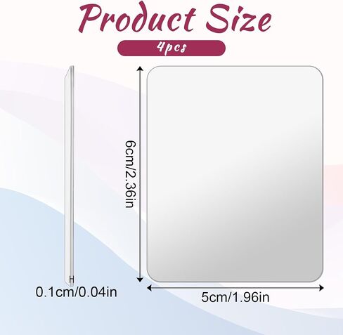 4 PCS Mirror Secal for Smartphone Rectangle Mirror Sticker للهاتف Slim Flat Sticker Phone Selfie Mirrors Back Camera Small Make Up Mirrors Decorations for Case in Saudi Arabia
