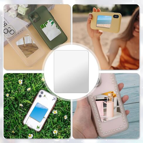 4 PCS Mirror Secal for Smartphone Rectangle Mirror Sticker للهاتف Slim Flat Sticker Phone Selfie Mirrors Back Camera Small Make Up Mirrors Decorations for Case in Saudi Arabia