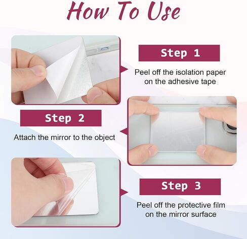 4 PCS Mirror Secal for Smartphone Rectangle Mirror Sticker للهاتف Slim Flat Sticker Phone Selfie Mirrors Back Camera Small Make Up Mirrors Decorations for Case in Saudi Arabia