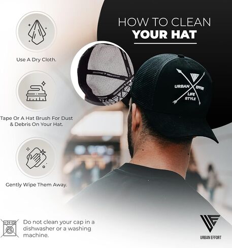 Urban Effort Trucker Hat for Men - Mesh Back Baseball Cap, 5 Panel Snapback Hats for Men and Women in Kuwait