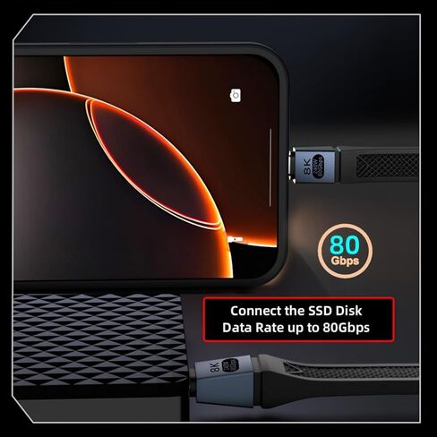 chenyang USB C Extender Adapter,USB 5.0 Type C Male to Male 180 Degree Angled Adapter Support 80Gbps Data Transfer PD 240W Fast Charging 16K/8K/5K Video Output in Kuwait