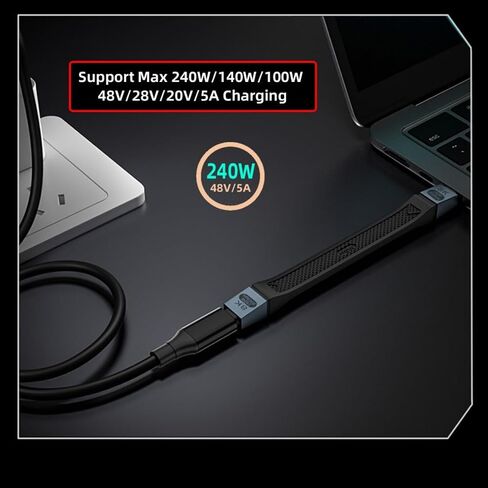 chenyang USB C Extender Adapter,USB 5.0 Type C Male to Male 180 Degree Angled Adapter Support 80Gbps Data Transfer PD 240W Fast Charging 16K/8K/5K Video Output in Kuwait