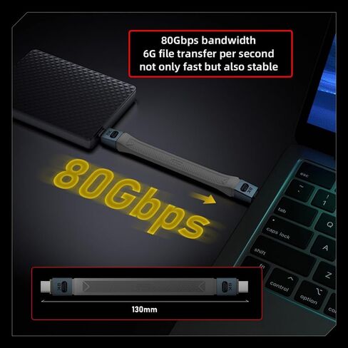 chenyang USB C Extender Adapter,USB 5.0 Type C Male to Male 180 Degree Angled Adapter Support 80Gbps Data Transfer PD 240W Fast Charging 16K/8K/5K Video Output in Kuwait
