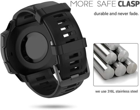 NotoCity for Garmin Instinct Band, Soft Silicone Replacement Watch Strap Compatible with Garmin Instinct 2/ Solar/Tactical(Black) in Saudi Arabia