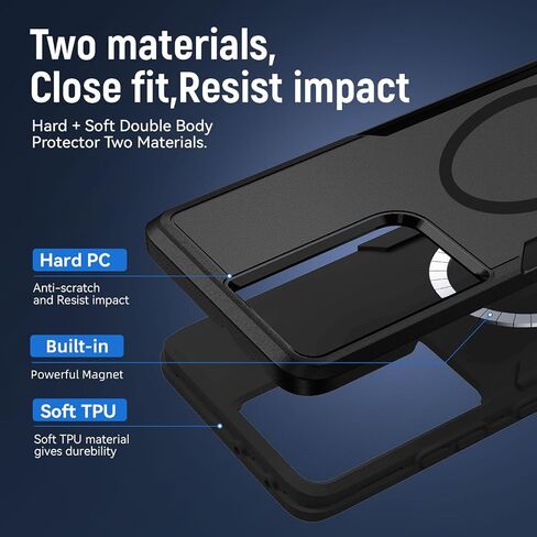 بالنسبة لحالة Samsung Galaxy S21 Ultra ، [متوافقة مع Magsafe] [تم اختبار الدرجة العسكرية] حالة هاتف حماية مقاومة للمغناطيسية المقاومة للمغناطيسية -6.8 بوصة (أسود) in Kuwait