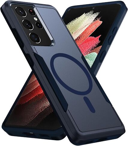 بالنسبة لحالة Samsung Galaxy S21 Ultra ، [متوافقة مع Magsafe] [تم اختبار الدرجة العسكرية] حالة هاتف حماية مقاومة للمغناطيسية المقاومة للمغناطيسية -6.8 بوصة (أسود) in Kuwait