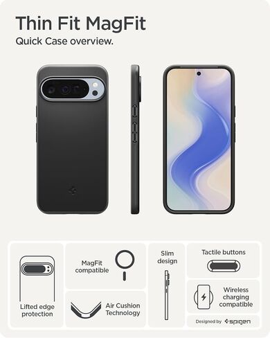 Spigen for Pixel 10/10 Pro Case ، Thin Fit Magfit (2025) [مصمم لـ PixelsNap ، متوافق مع ملحقات Magsafe] - أسود in Saudi Arabia