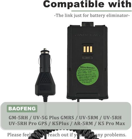 BAOFENG UV-5RH GPS Battery Eliminator Car Charger 12-24V for GM-5RH GMRS Radio Replacement UV-5RM Walkie Talkie Battery in Saudi Arabia