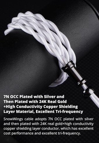 SnowWings IEM Cable, 7N OCC Earbuds Upgrade Cords, Silver and 24K Gold in Ear Monitor Cables, Earphone Balanced Cord for Musician Audiophile (4.4mm with 2Pin) in Kuwait