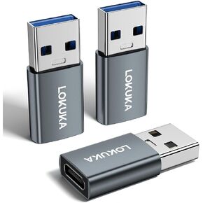 USB C Female to USB A Male Adapter (3 Pack), 5 Gbps USB 3.0 Male to USB Type C Female OTG Adapter Converter Compatible with MacBook, Microsoft Surface, Pad, Samsung Notebook, Galaxy, etc, Gray in Kuwait