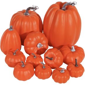 Artmag 12 Pcs Assorted Fall Artificial Pumpkins Large Harvest Frosted Gold Plating and White Pumpkins for Fall Autumn Season Halloween Thanksgiving Holiday Decoration in Kuwait