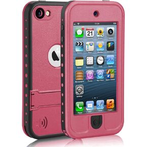 حالة مقاومة للماء لـ iPod Touch 7/6/5 مقاومة للصدمات ومقاومة للغبار غلاف واقٍ كامل الجسم للسباحة والرياضة في الهواء الطلق والمطر والثلوج - متوافقة مع Itouch 5/6/7th الجيل (الوردي) in Kuwait