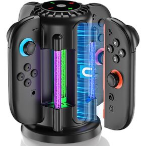 Switch-2-joycon-charger-شحن Dock لعام 2025 Nintendo Switch 2 وحدات تحكم Joycon ، مصباح LED المغناطيسي والفقاعة ، محطة الشحن السريعة لملحقات Nintendo Switch2 Joy-Con 2 ، الأسود in Kuwait