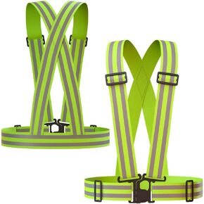 سترة عاكسة (2 عبوة) سلامة خفيفة الوزن وقابلة للتعديل ومرنة ورؤية عالية للتشغيل ، الركض ، المشي ، ركوب الدراجات in Kuwait