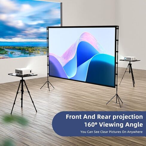 Projector Screen Outdoor, Projector Screen with Stand Portable 120" Foldable Projection Screen, KHQ 10 Feet Indoor Home Theater Movie-Screen with Carrying Bag for Backyard Movie Night in Saudi Arabia