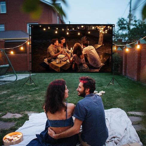 Projector Screen Outdoor, Projector Screen with Stand Portable 120" Foldable Projection Screen, KHQ 10 Feet Indoor Home Theater Movie-Screen with Carrying Bag for Backyard Movie Night in Saudi Arabia
