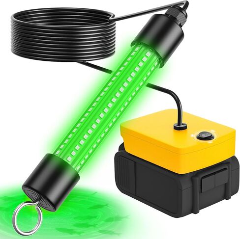 ضوء الصيد تحت الماء متوافق مع بطارية DeWalt 20V/60V ، 1300 Lumens ضوء الصيد الأخضر ، IP68 جاذب الأسماك المقاومة للماء للقوارب ، الأرصفة ، الزوارق (البطارية غير متضمنة) in Kuwait