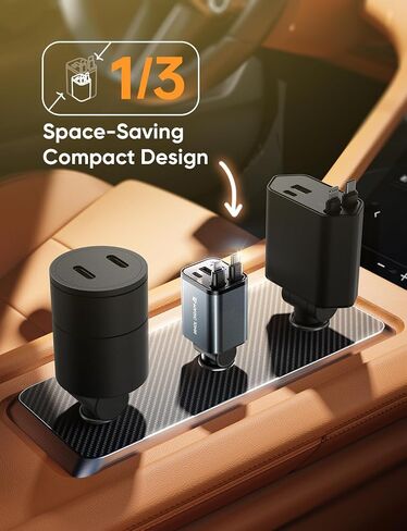 MAGIC JOHN 30W Retractable Car Charger, 4 in 1 Fast Charging Adapter with Type-C & USB C Port, 31.5 inch Retractable Cables, Compatible with iPhone, Android, Samsung Galaxy in Saudi Arabia
