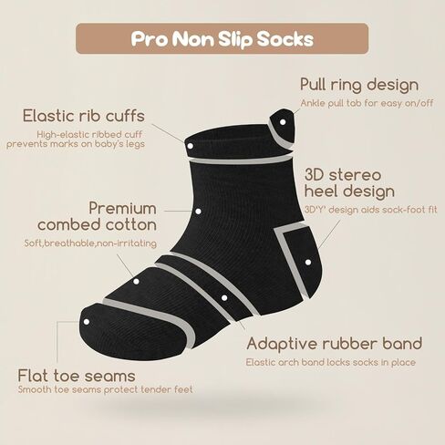 Aroveea Toddler Girls Socks Non Slip Grip Ankle Baby Cute 12 Pack for Kids | Soft combed cotton; safety silicone on bottom; machine washable; cute patterns for 6M-7Y girl kids indoor outdoor play in Saudi Arabia