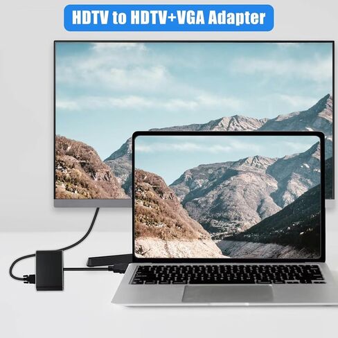Blue Elf 2 في 1 HDMI إلى محول VGA+HDMI ، دعم لشاشة مزدوجة ، 1080p@60 هرتز دعم محول الفيديو HD الكامل لنظام التشغيل Windows XP/7/8/81/10/11 ، دعم Mac OS ، دعم Linux in Saudi Arabia