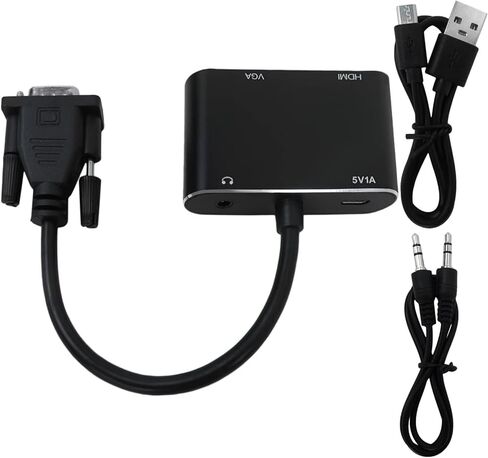 BLUE ELF VGA to HDMI + VGA Adapter with Audio and USB Cables for Computers, Laptops, Monitors, Projectors, HDTVs, Support Dual Monitors, Support Full 1080P HD Video in Saudi Arabia