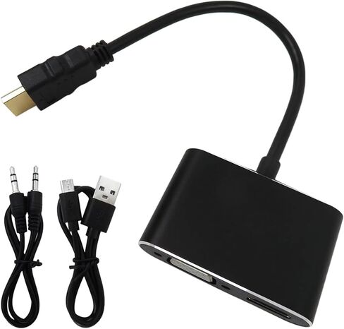BLUE ELF 2 in 1 HDMI to HDMI + VGA Adapter with Audio, PC HDMI Source Output to TV/Monitor with HDMI/VGA Connector,1080p Video Converter for Computer,Laptop,Projector, HDTVs, Monitors in Saudi Arabia
