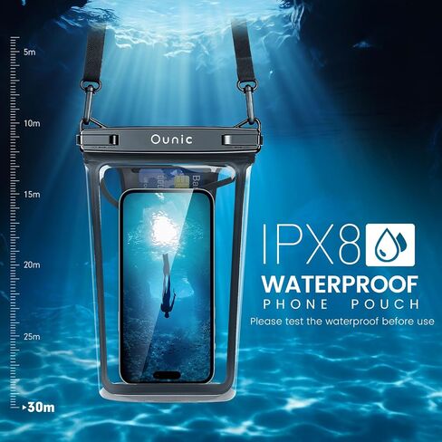 حقيبة هاتف كبيرة مقاومة للماء ، حقيبة عائمة مقاومة للماء لـ iPhone 16 15 14 13 12 Pro Max Galaxy S25 S24 S23 ، حبل قابل للتعديل ، حقيبة مقاومة للماء IPX8 لـ Beach Cruise Swimming Rafting Rafting in Saudi Arabia