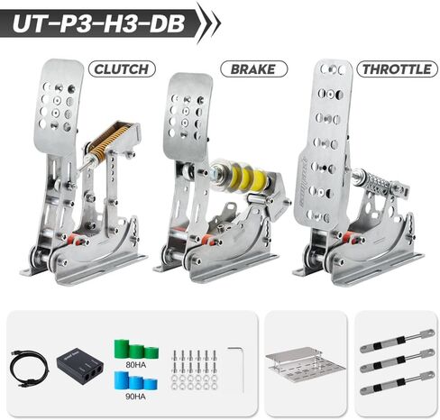 Simjack UT LOAD CELL CELL SIM RACING DEDALS 200 KG BRAKE | مجموعة دواسة استشعار الضغط الهيدروليكية لألعاب محاكاة السباق للكمبيوتر الشخصي-قابس وتشغيل USB ، التخميد القابل للتعديل ، بناء معدني متين (UT-P3-H3-DB) in Kuwait