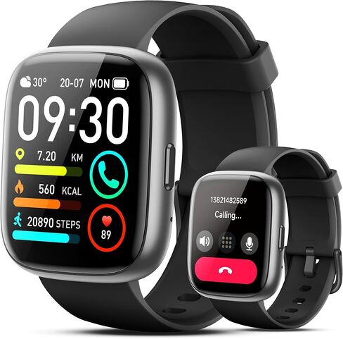 Smart Watch with Alexa Built-in, 1.83" HD Touchscreen Fitness Tracker with Bluetooth Calling, Fitness Watch with Heart Rate/Sleep Monitor, 120+ Sports Modes, IP68 Waterproof Smartwatch for Android iOS in Saudi Arabia