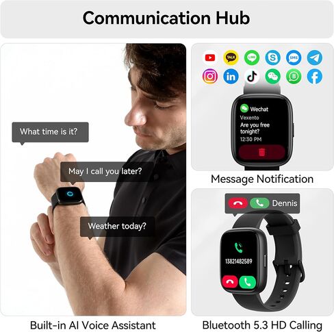 Smart Watch with Alexa Built-in, 1.83" HD Touchscreen Fitness Tracker with Bluetooth Calling, Fitness Watch with Heart Rate/Sleep Monitor, 120+ Sports Modes, IP68 Waterproof Smartwatch for Android iOS in Saudi Arabia