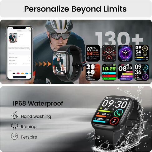 Smart Watch with Alexa Built-in, 1.83" HD Touchscreen Fitness Tracker with Bluetooth Calling, Fitness Watch with Heart Rate/Sleep Monitor, 120+ Sports Modes, IP68 Waterproof Smartwatch for Android iOS in Saudi Arabia