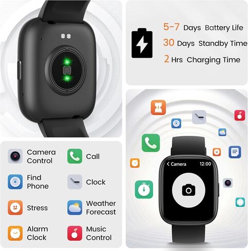 Smart Watch with Alexa Built-in, 1.83" HD Touchscreen Fitness Tracker with Bluetooth Calling, Fitness Watch with Heart Rate/Sleep Monitor, 120+ Sports Modes, IP68 Waterproof Smartwatch for Android iOS in Saudi Arabia