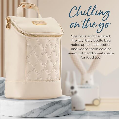 Itzy Ritzy Insulated Bottle Bag – Keeps Bottles Warm or Cool - Holds 3 Bottles & Features Interior Pocket for Ice Pack (Not Included), Milk & Honey in Kuwait