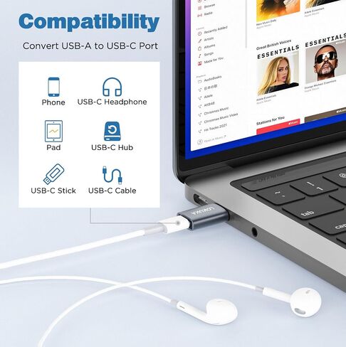 USB c to USB محول أنثى (3 عبوات) ، 5 جيجابت في الثانية USB 3.0 أنثى إلى USB من النوع C من محول محول OTG الذكور متوافق مع MacBook ، Microsoft Surface ، Pad ، Samsung Notebook ، Galaxy ، Etc ، Gray in Kuwait