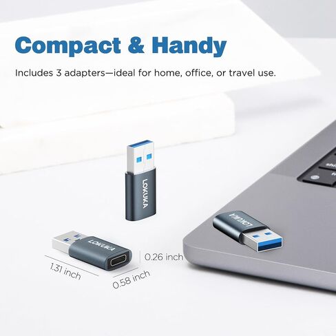 USB c to USB محول أنثى (3 عبوات) ، 5 جيجابت في الثانية USB 3.0 أنثى إلى USB من النوع C من محول محول OTG الذكور متوافق مع MacBook ، Microsoft Surface ، Pad ، Samsung Notebook ، Galaxy ، Etc ، Gray in Kuwait