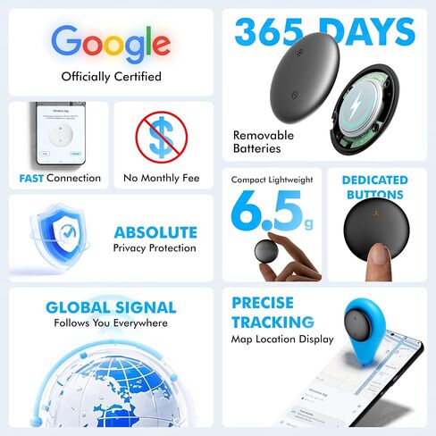 Air Tracker Tags-2 Pack for Android with Case- Bluetooth Tracker Item Finder for Key, Wallet, Pet - Works with Google Find Hub, IP66 Waterproof, Smart Tag for Android & Samsung Phones White & Black in Saudi Arabia