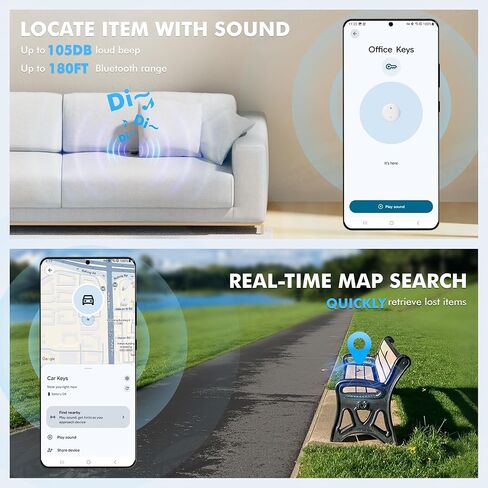 Air Tracker Tags-2 Pack for Android with Case- Bluetooth Tracker Item Finder for Key, Wallet, Pet - Works with Google Find Hub, IP66 Waterproof, Smart Tag for Android & Samsung Phones White & Black in Saudi Arabia